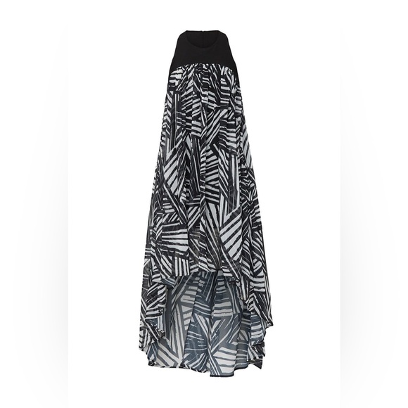 TOCCIN Black & White High-Low Chiffon Maxi Dress $695 Designer Resort Gown - Picture 6 of 6